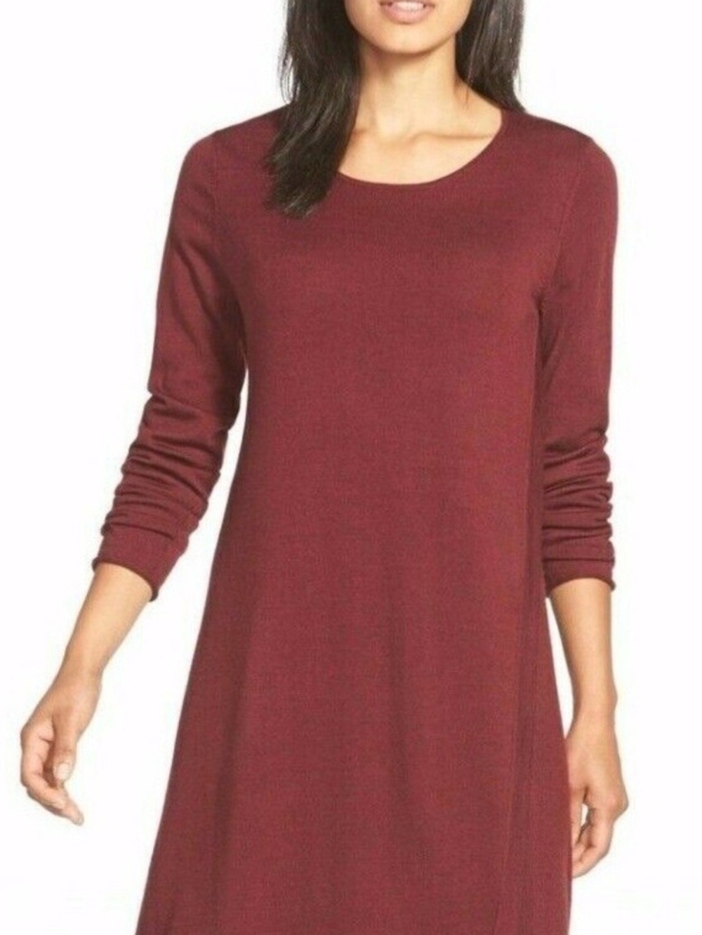 Eileen Fisher Merino Jersey Asymmetric Sweater Dress PS